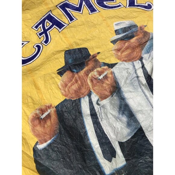 Vtg 90s Joe Camel Cigarettes Zip Advertising Jacket Yellow Promo Cigarettes L XL - Picture 12 of 16